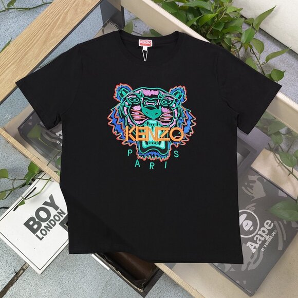 Kenzo Embroidered Tiger Head Logo Embroidered Casual T-Shirt